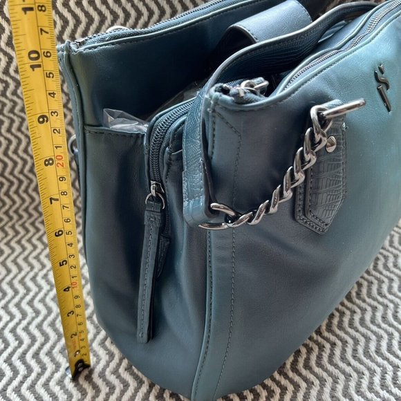 SATCHEL WOMEN'S BLUE / GREEN FAUX LEATHER SIMPLY VERA WANG BEDFORD HAND BAG - Picture 6 of 9